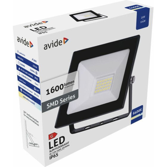 Avide Value Led ��������� Slim Smd 20W ����� 6400K - (ASFLCW-20W)