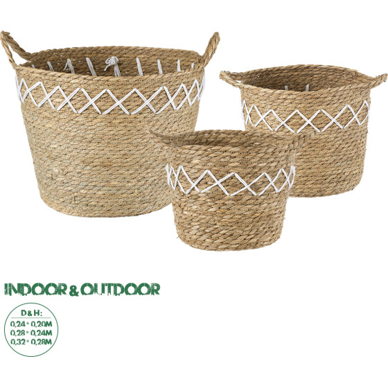 GloboStar Artificial Garden Zakynthos ��� 3 ������������ ������ ������� - ����� �������� - Flower Pots ���� �� ������� A:�24cm x �20cm B:�28cm x �24cm C:�32cm x �28cm - (20336)
