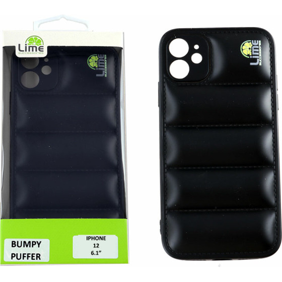 Lime ���� Iphone 12 6.1'' Bumpy Puffer Tpu Full Camera Protection BLACK