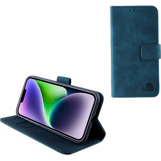 Lime ���� Iphone 14 Plus 6.7'' Essential Magnet Book Stand Clip Dark BLUE