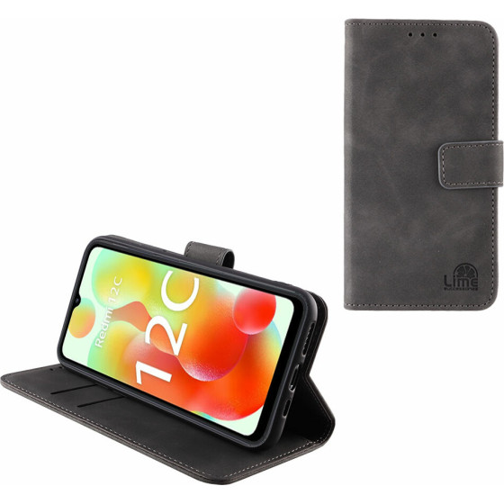 Lime ���� Xiaomi Redmi 12C 6.71'' Essential Magnet Book Stand Clip GREY