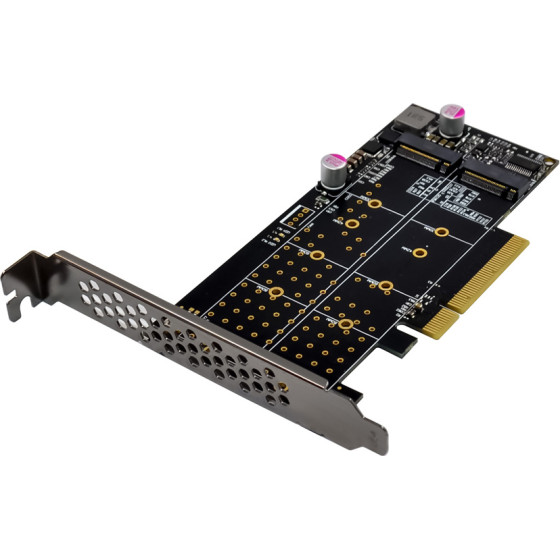 Powertech ����� ��������� Pcie x8 �� 2x M.2 M Key Nvme - (ST573)