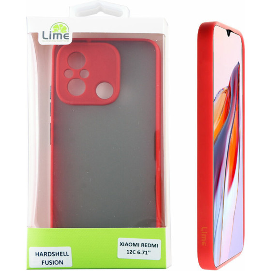 Lime ���� Xiaomi Redmi 12C 6.71'' Hardshell Fusion Full Camera Protection Red With Black KEYS