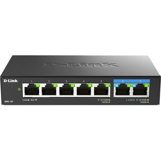 D-Link Switch 5-Port GBIT, 2-Port 2.5G Unm - (DMS-107)