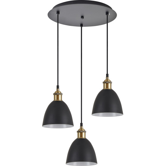 Homelighting SE21-BR-10-3BL-MS2 MAGNUM BRONZE Black Metal Shade Pendant+ - (77-8771)