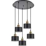 Homelighting SE21-BR-10-5BL-MS1 MAGNUM BRONZE Black Metal Shade Pendant+ - (77-8765)