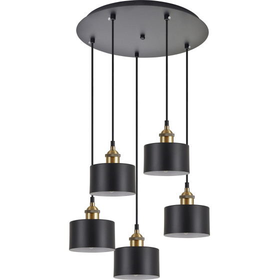 Homelighting SE21-BR-10-5BL-MS1 MAGNUM BRONZE Black Metal Shade Pendant+ - (77-8765)