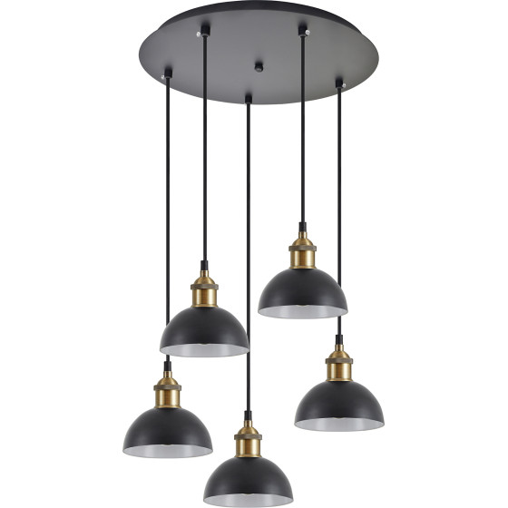 Homelighting SE21-BR-10-5BL-MS3 MAGNUM BRONZE Black Metal Shade Pendant+ - (77-8779)