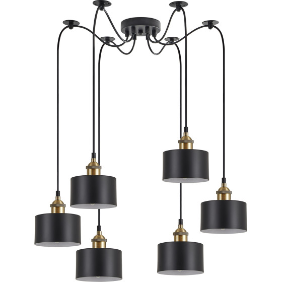 Homelighting SE21-BR-10-BL6-MS1 MAGNUM BRONZE Black Metal Shade Pendant+ - (77-8761)