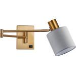 Homelighting SE21-GM-52-SH3 ADEPT WALL LAMP Gold Matt Wall lamp with Switcher and Grey Shade+ - (77-8365)