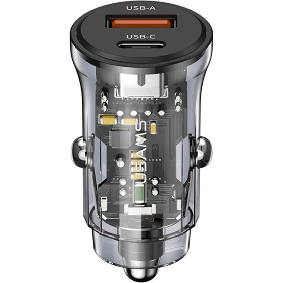Usams ��������� ����������� US-CC164, Usb & USB-C, 30W, ������ - (CC164CC01)