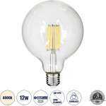 GloboStar ����� Led Long Filament E27 G125 ������� 12W 1320lm 360� Ac 220-240V IP20 �12.5 x �18cm ������ ����� 4000K �� ������� ����� - Dimmable - 3 Years Warranty - (99055)