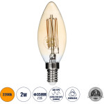 GloboStar ����� Led Ultra Thin Soft S Spiral Filament E14 C35 ������ 2W 140lm 360� Ac 220-240V IP20 �3.5 x �10.5cm Ultra ����� ����� 2200K �� ���� ����� - Dimmable - 3 Years Warranty - (99058)