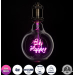 GloboStar ����� Led Ultra Thin Soft S Spiral Letter Filament E27 G125 Be Happy ������� 4W 340lm 360� Ac 220-240V IP20 �12.5 x �18cm ��� �� ������� ����� - Dimmable - 3 Years Warranty - (99259)