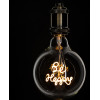 GloboStar ����� Led Ultra Thin Soft S Spiral Letter Filament E27 G125 Be Happy ������� 4W 340lm 360� Ac 220-240V IP20 �12.5 x �18cm Ultra ����� ����� 2200K �� ������� ����� - Dimmable - 3 Years Warranty - (99258)