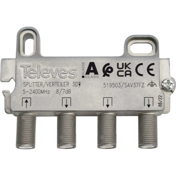 Televes 519503 Splitter 3 Ways F 5-2400 Mhz Dc pass