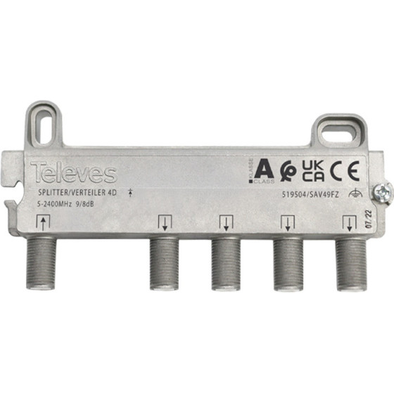 Televes 519504 Splitter 4 Ways F 5-2400 Mhz Dc pass