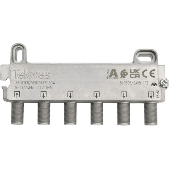 Televes 519505 Splitter 5 Ways F 5-2400 Mhz Dc pass