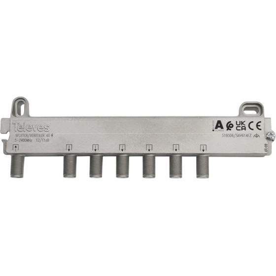 Televes 519506 Splitter 6 Ways F 5-2400 Mhz Dc pass