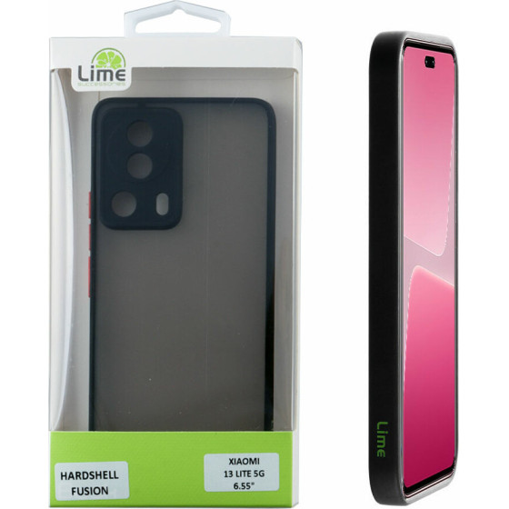 Lime ���� Xiaomi 13 Lite 5G 6.55'' Hardshell Fusion Full Camera Protection Black With Red KEYS