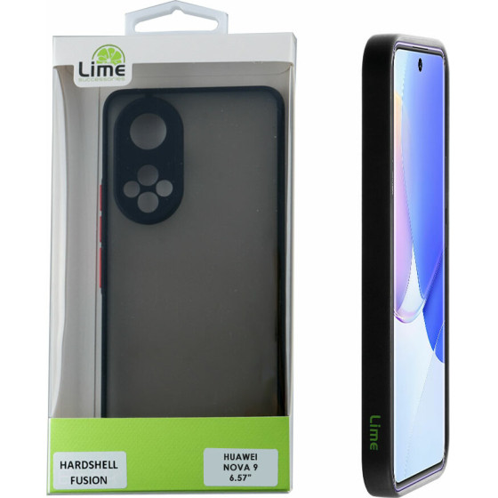 Lime ���� Huawei Nova 9 6.57'' Hardshell Fusion Full Camera Protection Black With Red KEYS