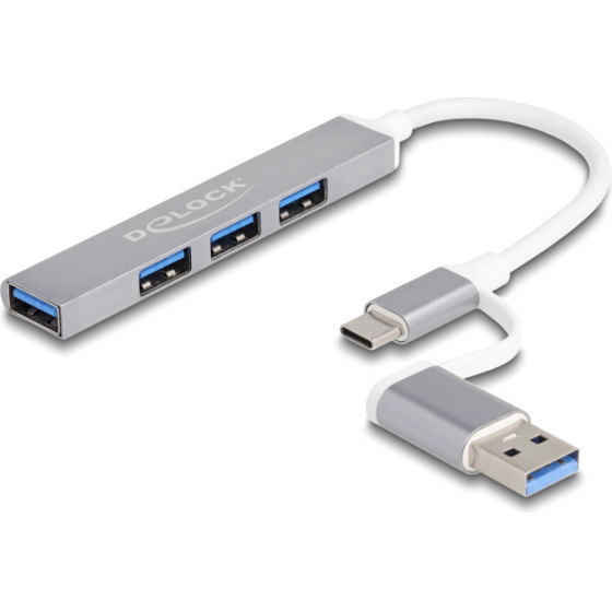 DeLock Usb Hub 4x Usb �����, Usb & USB-C �������, ���� - (64214)