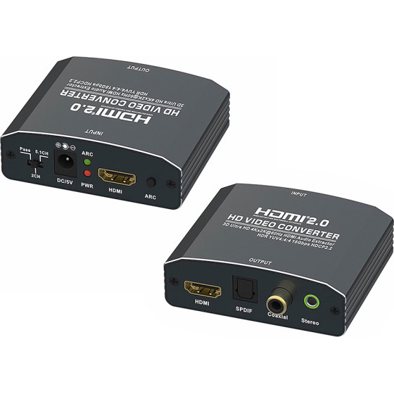 Powertech Hdmi Audio Extractor 4K/60Hz, ���� - (CAB-H153)