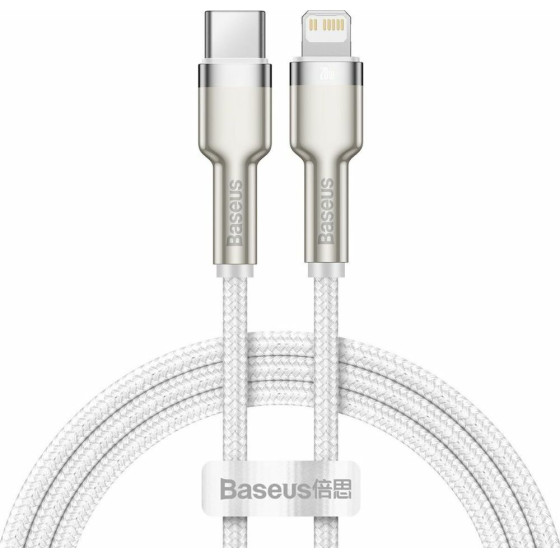 Baseus Cafule Braided USB-C To Lightning Cable 20W White 1m - (CATLJK-A02)