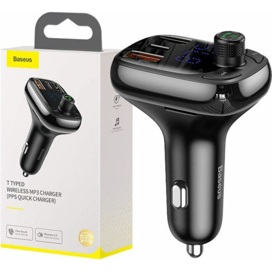 Baseus Fm Car Transmitter With Bluetooth T Shaped S-13 Black - (CCMT000101)