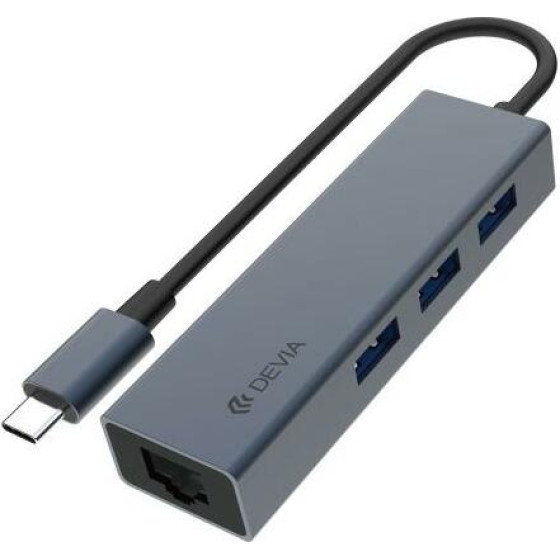 Devia Hub Usb C EC621 4 �� 1 �� RJ45 Leopard ������ ���� - (6938595364235)