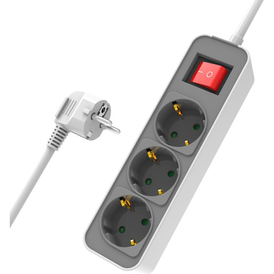Powertech ��������� ��������� 3x schuko, 16A, 1.4m, ����� - (PT-1055)