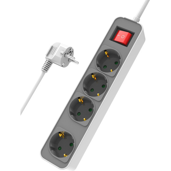 Powertech ��������� ��������� 4x schuko, 16A, 1.4m, ����� - (PT-1056)