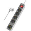 Powertech ��������� ��������� 5x schuko, 16A, 1.4m, ����� - (PT-1057)
