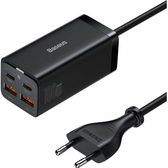 Baseus GaN3 Pro Wall Charger 2xUSB-C + 2xUSB, 100W Black - (CCGP000101)