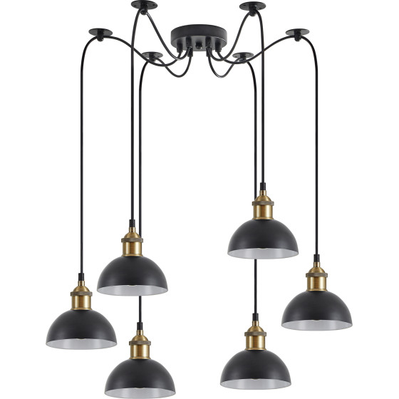 Homelighting SE21-BR-10-BL6-MS3 MAGNUM BRONZE Black Metal Shade Pendant+ - (77-8775)
