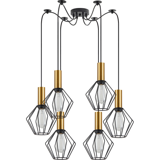 Homelighting SE21-GM-4-BL6-GR1 ADEPT TUBE Gold Matt Pendant Black Metal Grid+ - (77-8618)