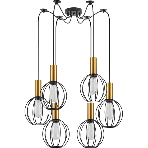 Homelighting SE21-GM-4-BL6-GR1 ADEPT TUBE Gold Matt Pendant Black Metal Grid+ - (77-8625)