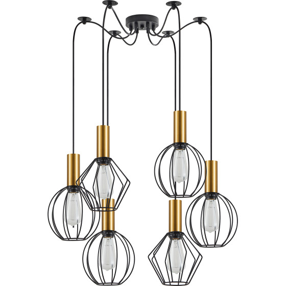 Homelighting SE21-GM-4-BL6-GR12 ADEPT FLEX Gold Matt Pendant Black Metal Grid+ - (77-8938)
