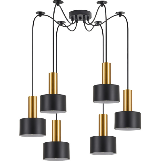 Homelighting SE21-GM-4-BL6-MS1 ADEPT TUBE Gold Matt Pendant Black Metal Shade+ - (77-8632)