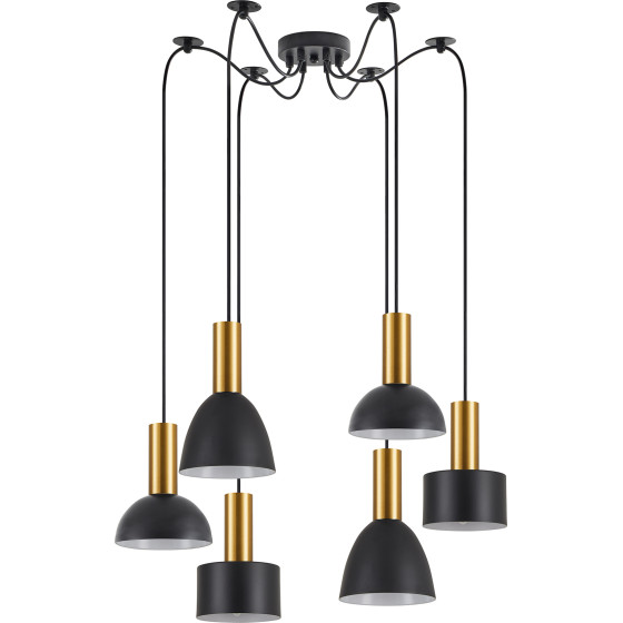 Homelighting SE21-GM-4-BL6-MS12 ADEPT FLEX Gold Matt Pendant Black Metal Shade+ - (77-8943)