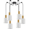 Homelighting SE21-GM-4-BL6-SH1 ADEPT TUBE Gold Matt Pendant White Fabric Shade+ - (77-8597)