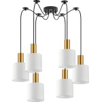 Homelighting SE21-GM-4-BL6-SH1 ADEPT TUBE Gold Matt Pendant White Fabric Shade+ - (77-8597)
