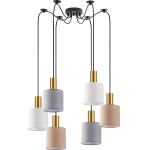 Homelighting SE21-GM-4-BL6-SH12 ADEPT FLEX Gold Matt Pendant White, Grey, Brown Fabric Shade+ - (77-8948)