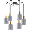 Homelighting SE21-GM-4-BL6-SH2 ADEPT TUBE Gold Matt Pendant Grey Fabric Shade+ - (77-8604)