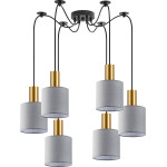 Homelighting SE21-GM-4-BL6-SH2 ADEPT TUBE Gold Matt Pendant Grey Fabric Shade+ - (77-8604)