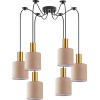 Homelighting SE21-GM-4-BL6-SH3 ADEPT TUBE Gold Matt Pendant Brown Fabric Shade+ - (77-8611)