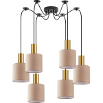 Homelighting SE21-GM-4-BL6-SH3 ADEPT TUBE Gold Matt Pendant Brown Fabric Shade+ - (77-8611)