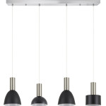 Homelighting SE21-NM-4-4BL-MS123 ADEPT FLEX Nickel Matt Pendant Black Metal Shade+ - (77-8927)