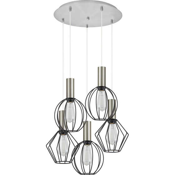 Homelighting SE21-NM-4-5BL-GR12 ADEPT FLEX Nickel Matt Pendant Black Metal Grid+ - (77-8921)