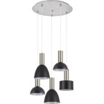 Homelighting SE21-NM-4-5BL-MS123 ADEPT FLEX Nickel Matt Pendant Black Metal Shade+ - (77-8926)